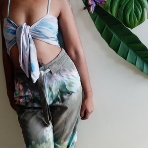 Crop Top with Cargo Pants Tie Dye Set